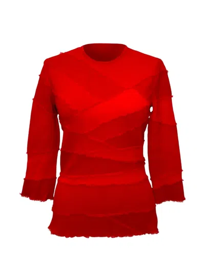 Pre-owned Alexander Mcqueen Patchwork Accent Top In Red