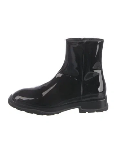 Pre-owned Alexander Mcqueen Patent Leather Chelsea Boots In Black