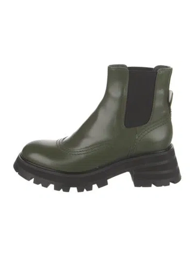 Pre-owned Alexander Mcqueen Patent Leather Chelsea Boots In Green