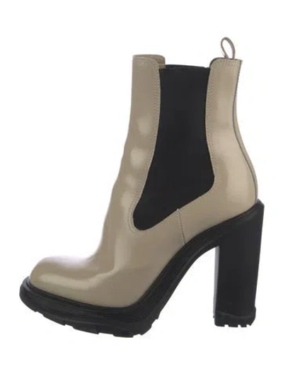 Pre-owned Alexander Mcqueen Patent Leather Chelsea Boots In Neutrals