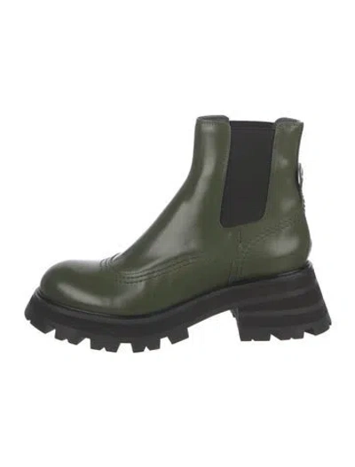 Pre-owned Alexander Mcqueen Patent Leather Colorblock Pattern Chelsea Boots In Green