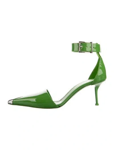 Pre-owned Alexander Mcqueen Patent Leather D'orsay Pumps In Green