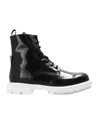 Alexander Mcqueen Patent-leather Lace-up Boots In Black