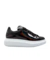 Alexander Mcqueen Patent-leather Low-top Sneakers In Black