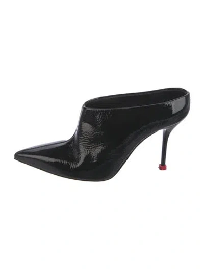 Pre-owned Alexander Mcqueen Patent Leather Mules In Black