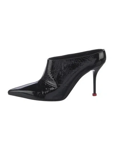 Pre-owned Alexander Mcqueen Patent Leather Mules In Black