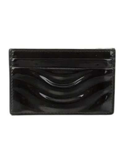 Pre-owned Alexander Mcqueen Patent Leather Printed Card Holder In Black