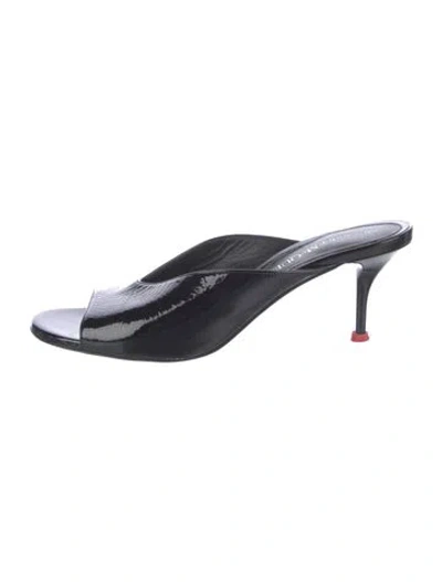 Pre-owned Alexander Mcqueen Patent Leather Slides In Black
