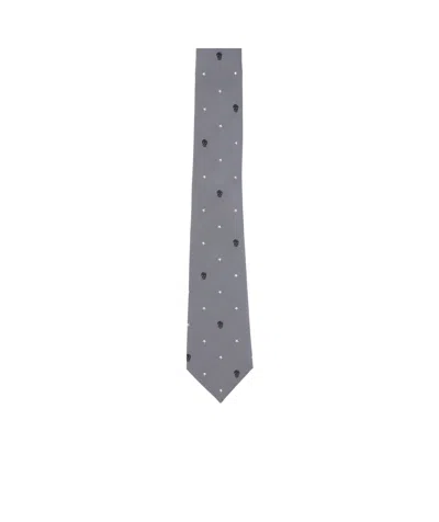 Alexander Mcqueen Pattern Jacquard Tie In Gray