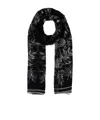 Alexander Mcqueen Black Printed Silk Scarf In Black
