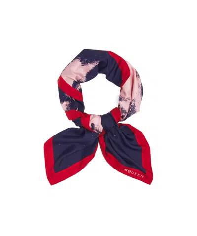Alexander Mcqueen Pattern Silk Scarf In Black