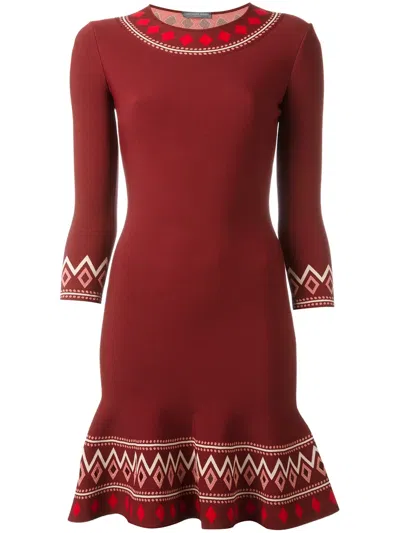 Alexander Mcqueen Patterned A-line Dress In Red