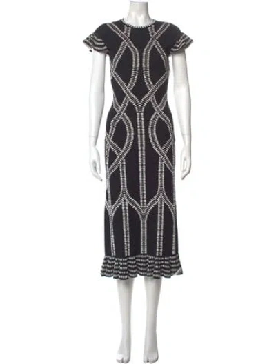 Pre-owned Alexander Mcqueen Patterned Long Dress In Black