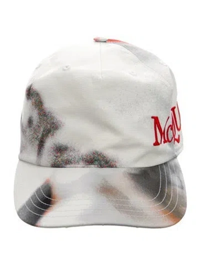 Pre-owned Alexander Mcqueen Patterned Print Dad Cap  W/tags In White