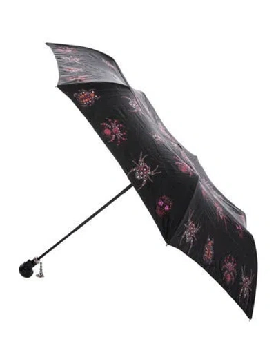 Pre-owned Alexander Mcqueen Patterned Printed Umbrella In Black