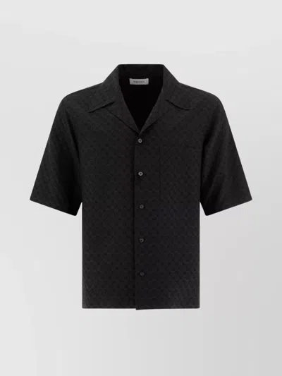 Alexander Mcqueen Patterned Shirt With Pocket And Short Sleeves In Black