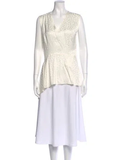 Pre-owned Alexander Mcqueen Patterned V-neck Blouse In Neutral