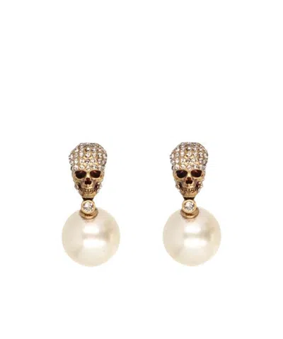 ALEXANDER MCQUEEN ALEXANDER MCQUEEN PEARL PAVÉ SKULL DETAILED EARRINGS
