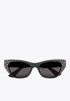 Alexander Mcqueen Pavé Jeweled Cat-eye Sunglasses In Gray