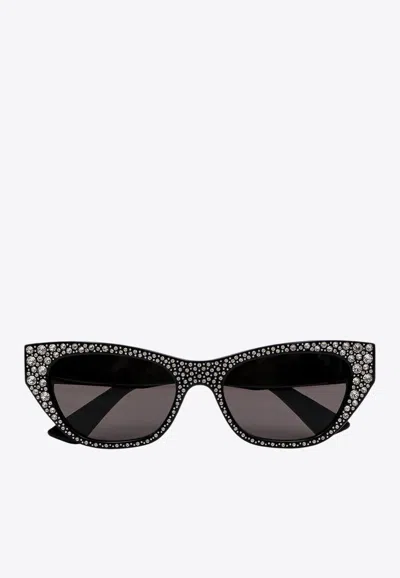 Alexander Mcqueen Pavé Jeweled Cat-eye Sunglasses In Gray