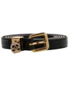 Alexander Mcqueen Skull Croc Embossed Double Belt In Black