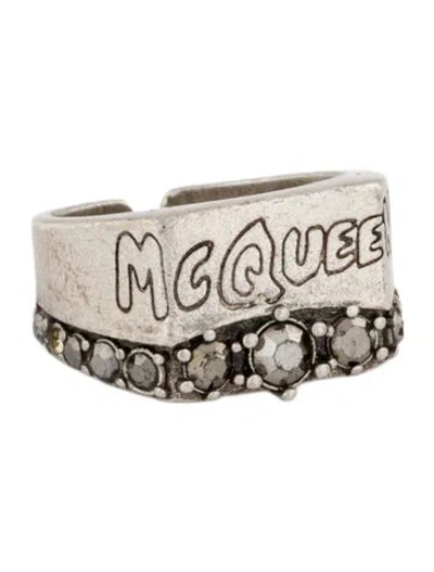 Pre-owned Alexander Mcqueen Pavé Ring In Gray