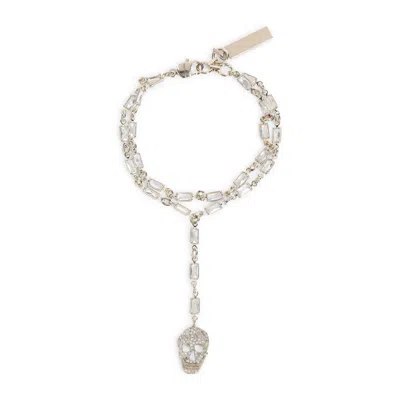 Alexander Mcqueen Pale Gold Double Chain Bracelet In Silver