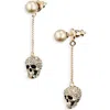 Alexander Mcqueen Pavé Skull Drop Earrings In 2080 0468/mix
