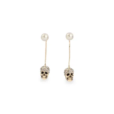 Alexander Mcqueen Pave Skull Earrings In Neutral