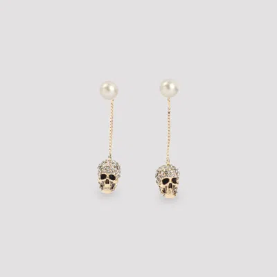 Alexander Mcqueen Pave Skull Earrings In Neutral