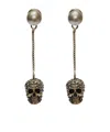 Alexander Mcqueen Skull Pearl Drop Earrings In Multicolor