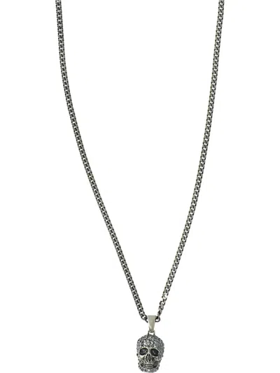 Alexander Mcqueen Pave Skull Necklace In Silver