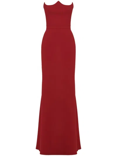 Alexander Mcqueen Peaked-bust Strapless Maxi Dress In Red