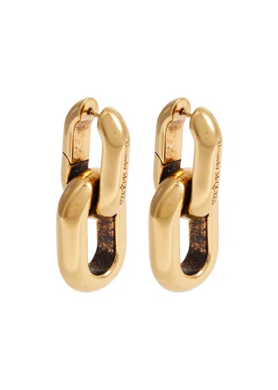 Alexander Mcqueen Peak Chain Hoop Earrings In Gold