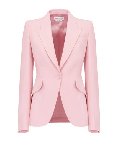 Alexander Mcqueen Peak-lapel Single-breasted Blazer In Pink