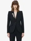 Alexander Mcqueen Peak Shoulder Embellished Jacket In Black