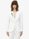 Alexander Mcqueen Peak Shoulder Embellished Jacket In Light Ivory