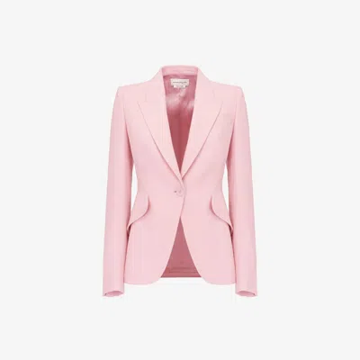 Alexander Mcqueen Leaf Crepe Jacket In Cherry Blossom Pink