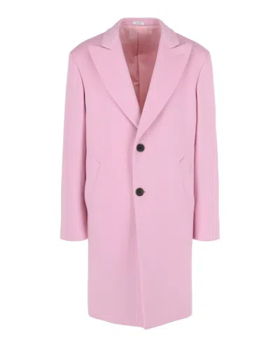 Alexander Mcqueen Peaked Lapel Wool Coat In Pink