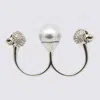 ALEXANDER MCQUEEN PEARL AND BRASS SKULL DOUBLE RING