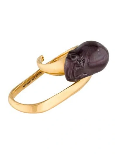 Pre-owned Alexander Mcqueen Pearl Double Ring In Multi
