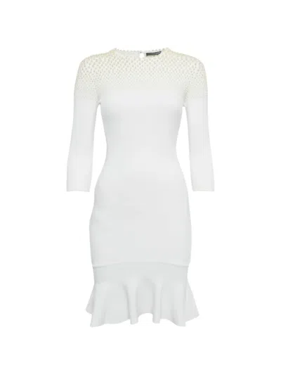 Pre-owned Alexander Mcqueen Pearl-embellished Dress In White