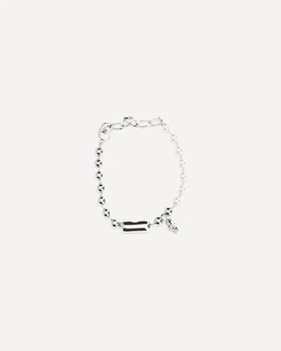 Alexander Mcqueen Pearl Skull Bracelet In Silver