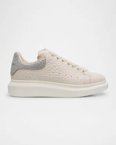 Alexander Mcqueen Pebbled Leather Oversized Sneakers In Neutral