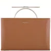 Alexander Mcqueen Pecan / Silver Ladies Cross-bar Clutch In Silver Tone