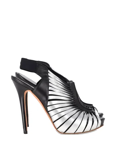 Pre-owned Alexander Mcqueen Peep-toe Slingback Pumps In Black