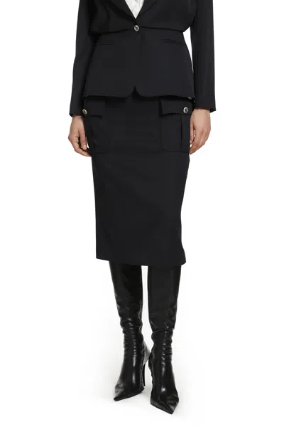 Alexander Mcqueen Pencil Skirt In Blue