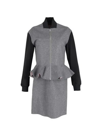 Pre-owned Alexander Mcqueen Peplum Bomber Jacket In Gray