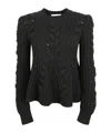 Alexander Mcqueen Peplum Cable-knit Jumper In Black