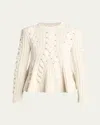 Alexander Mcqueen Peplum Cable-knit Wool Cashmere Sweater In White